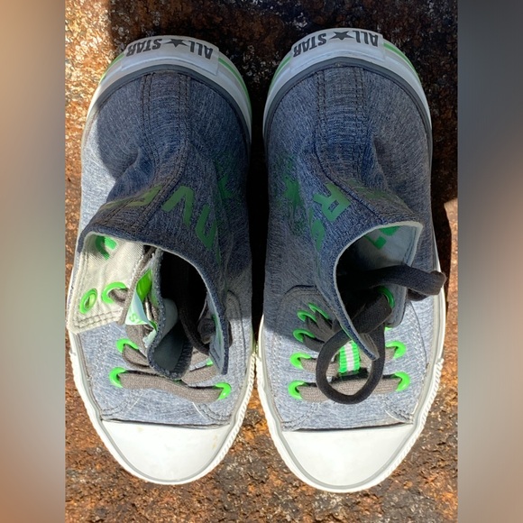 EUC Converse Chuck Taylors Kaitlin Chan grey with lime size 7 - Picture 5 of 6